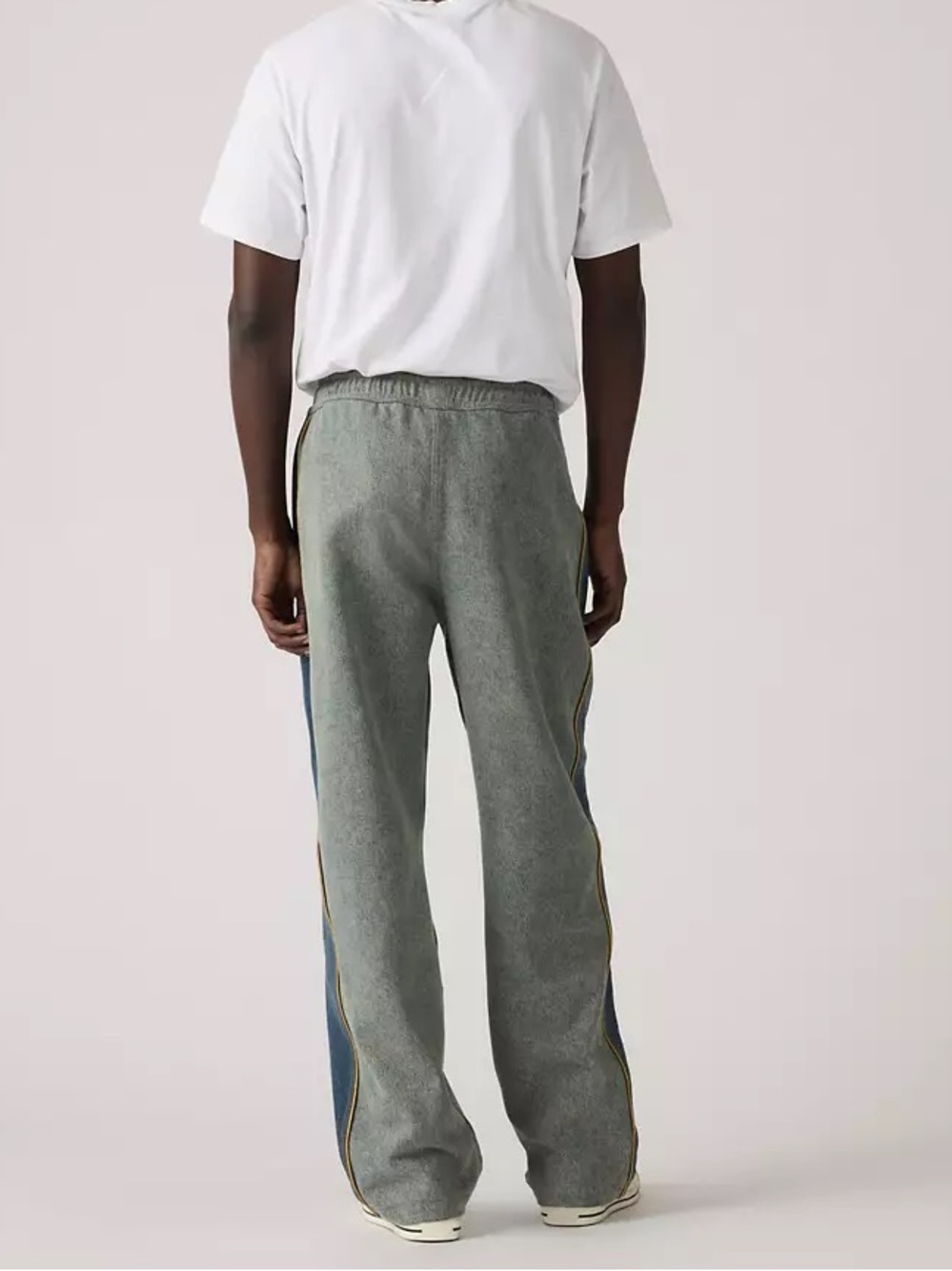 Men's Grey Wide-Leg Sweatpants with Blue Side Panel - Picture 6 of 12